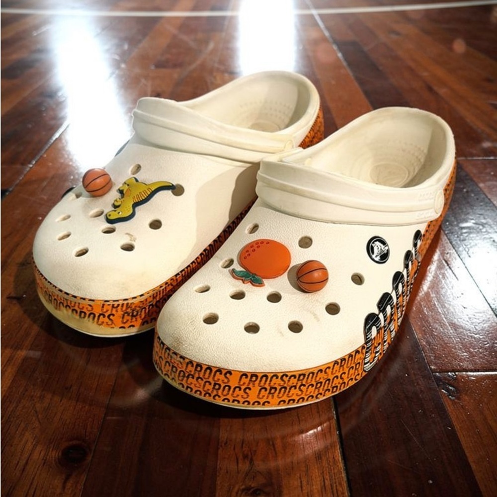 CROCS Cream and Orange Women's Slippers